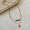 Sun Star Zircon Necklace For Women Vintage Leather Necklace Double Layered Pendant Chain Choker  Jewelry