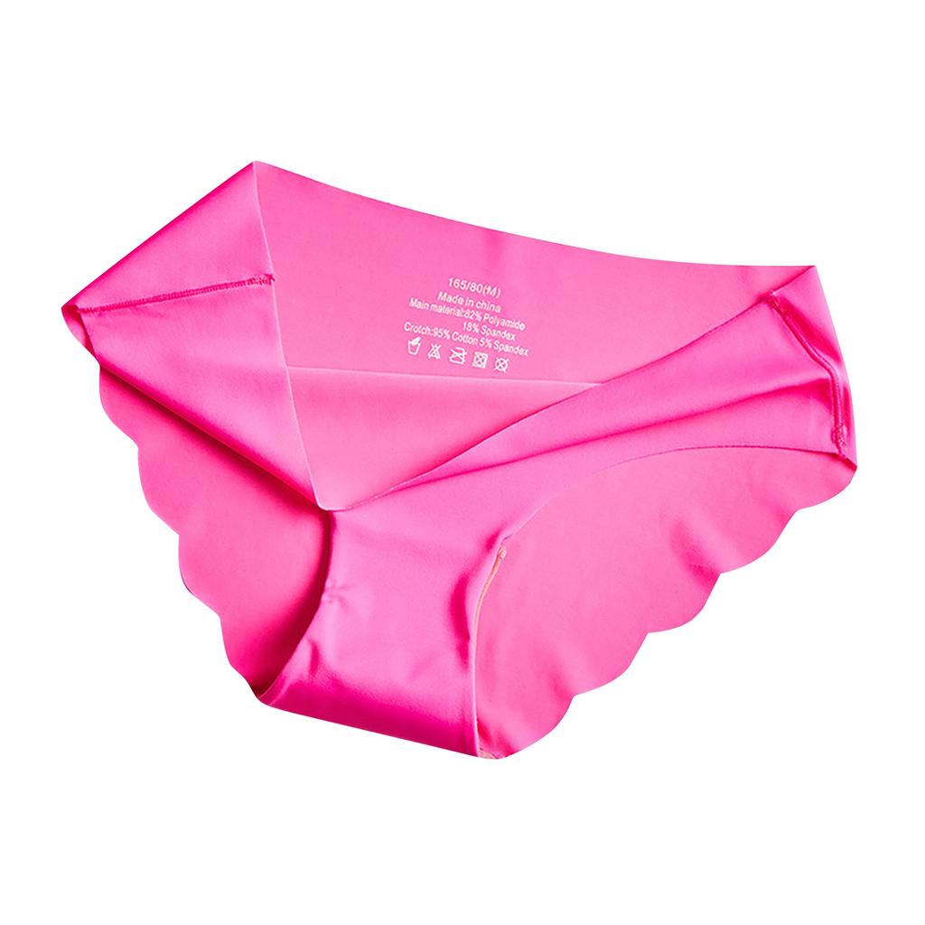 Ladies Sexy Solid Color  Ice Silk Seamless Wave Low-rise Panties