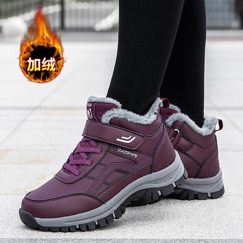 

Мужские и женские зимние теплые сноубутсы большого размера, утепленная подкладка, водонепроницаемые ботильоны, меховые, нескользящие, для пешего туризма, спортивные 41