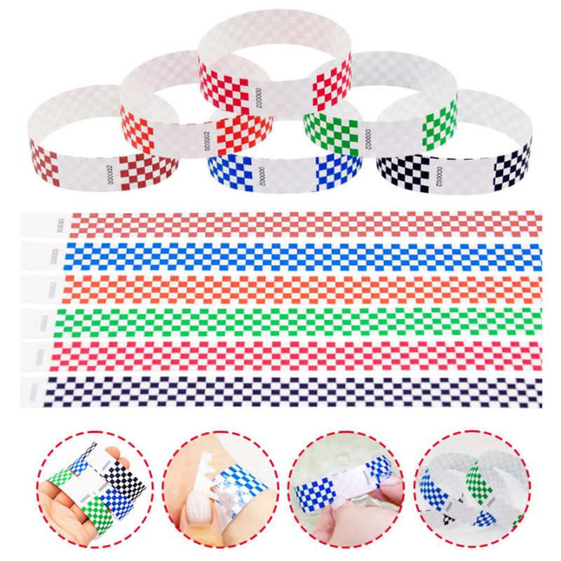 50/100Pcs Mosaic Pattern Colorful Paper Wristbands Waterproof Disposable Bracelets For Parties, Concerts, Festivals