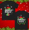 Funny Christmas Couple Matching T-Shirt Jingle Balls & Tinsel T*ts Xmas Gift Top