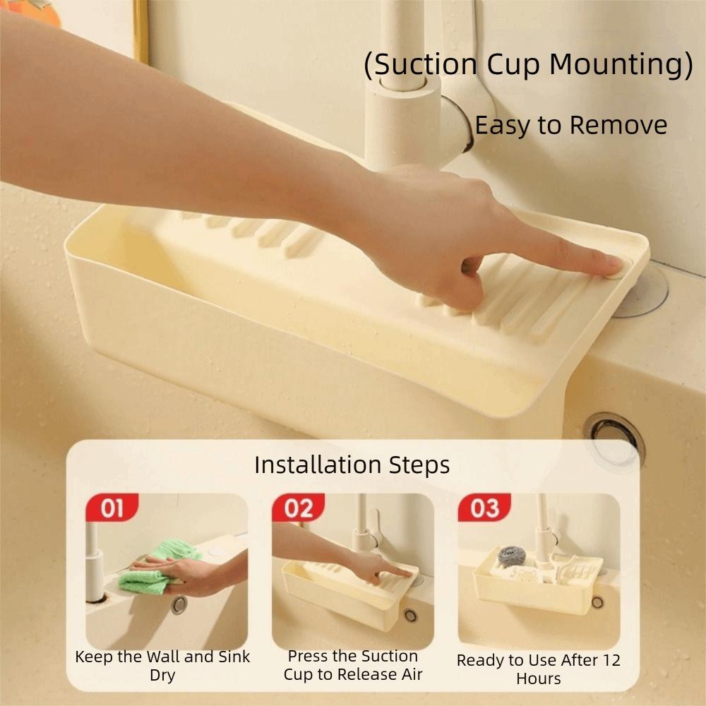 Splash Proof Faucet Drain Storage Rack Cleaning Brush Storage Holder  Easy To Install