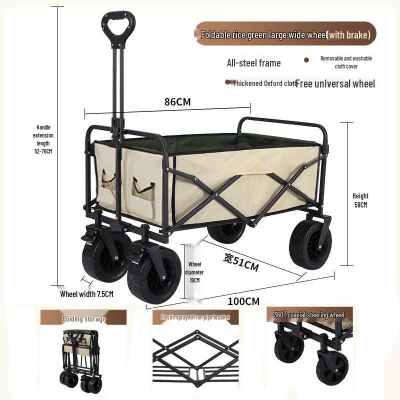 Portable Foldable Camping Trolley for Outdoor Picnics and Outings