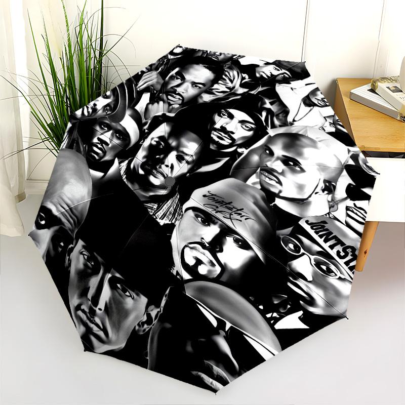 Hiphop Crew Boombox Folding Umbrella 8 Paraphenoid Bones Suitable For All Seasons Travel Umbrella Three Folds Outdoor