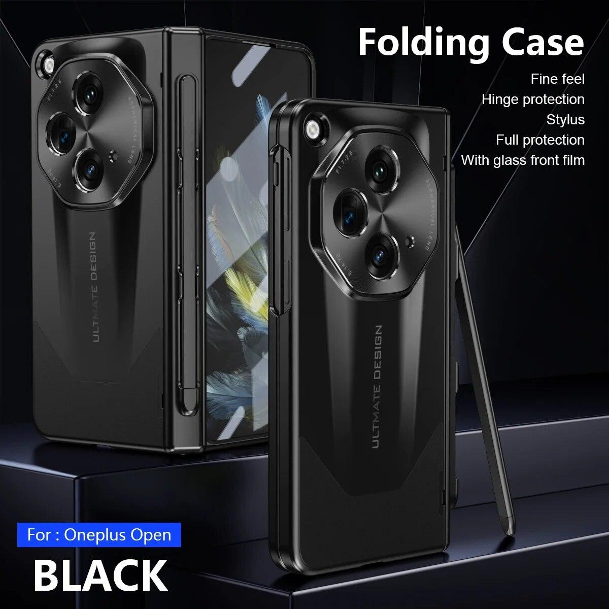 

Для OnePlus открытый чехол с шарнирным покрытием, противоударный 360-градусный полноэкранный защитный чехол для объектива телефона для Oppo Find N3 с S Pen OnePlus Open чёрный