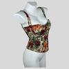 Women's Vintage Floral Boned Corset Top, Push Up Bustier Spaghetti Strap Crop Top For Waist Cinching & Layering