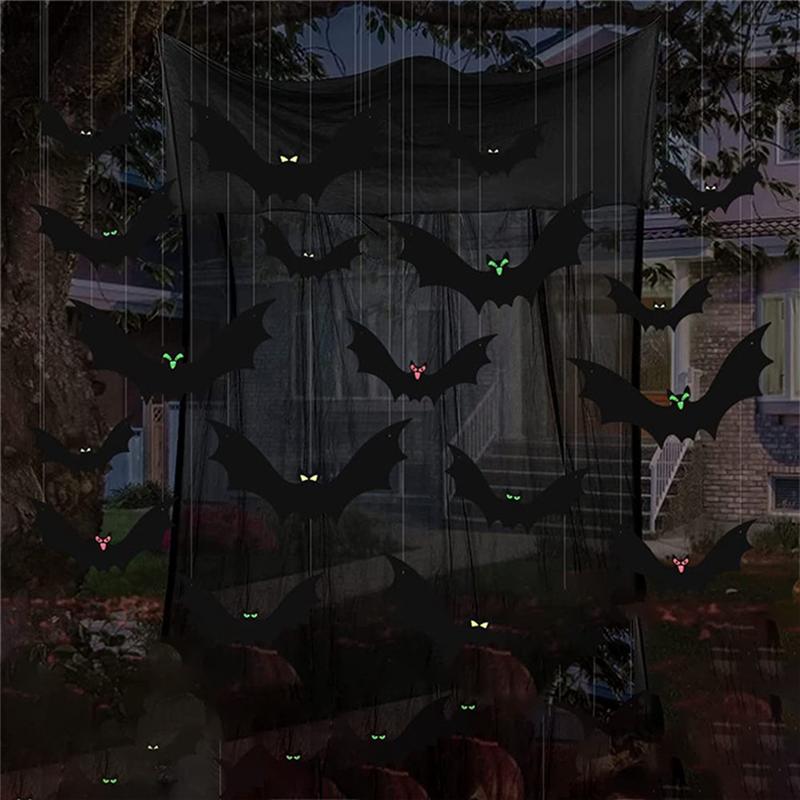 AD23-Hanging Bat Halloween Outdoor Decorations - Perfect For Hanging Outdoor Decorations On Trees, Porches, Yards