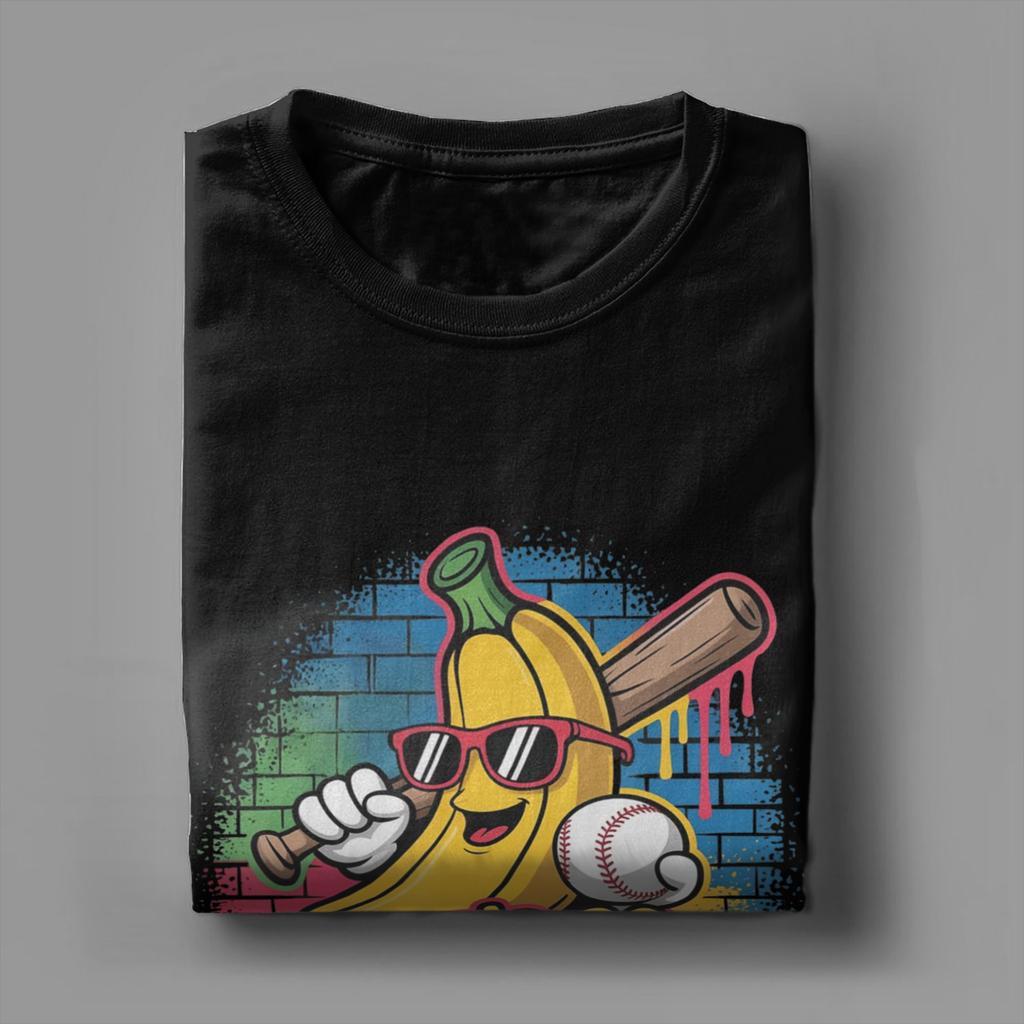 Banana Funny Baseball Unisexs T Shirt  Vintage Tees Short Sleeve O Neck TShirts Cotton Plus Size Clothes