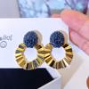 Elegant 18K Gold-Plated Pleated Diamond Women's Earrings