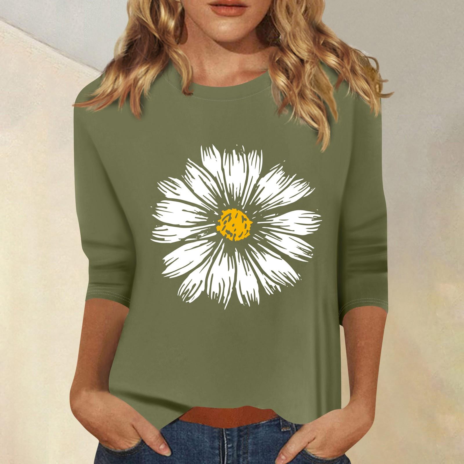 

Женская мода повседневный принтованный топ с семью рукавами и круглым вырезом XL