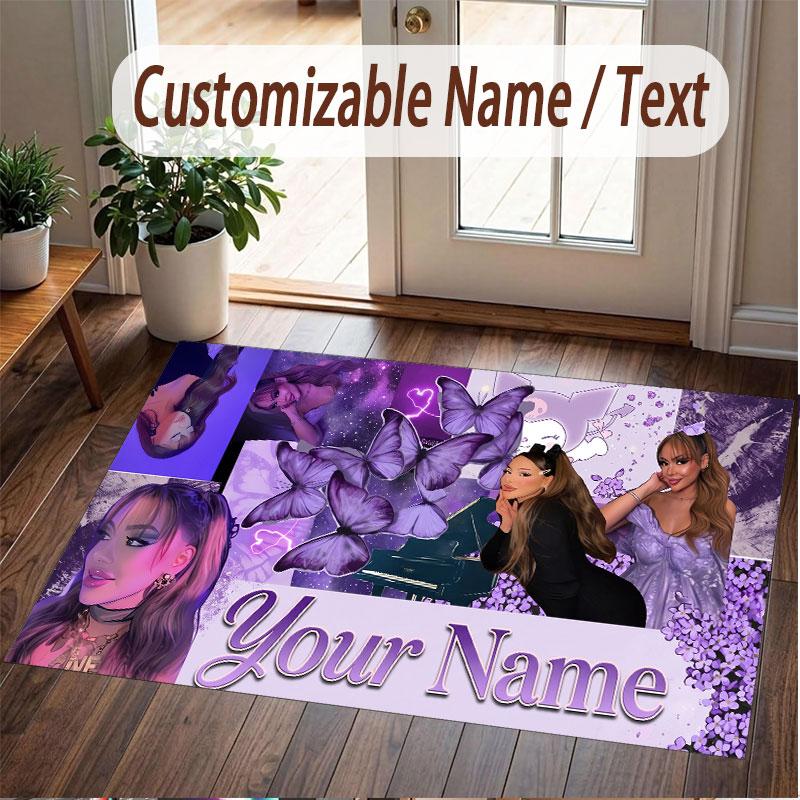 Custom Name Crystal Velvet Rug,Ayliva Comfortable Anti Slip Floor Mat For Room Decoration