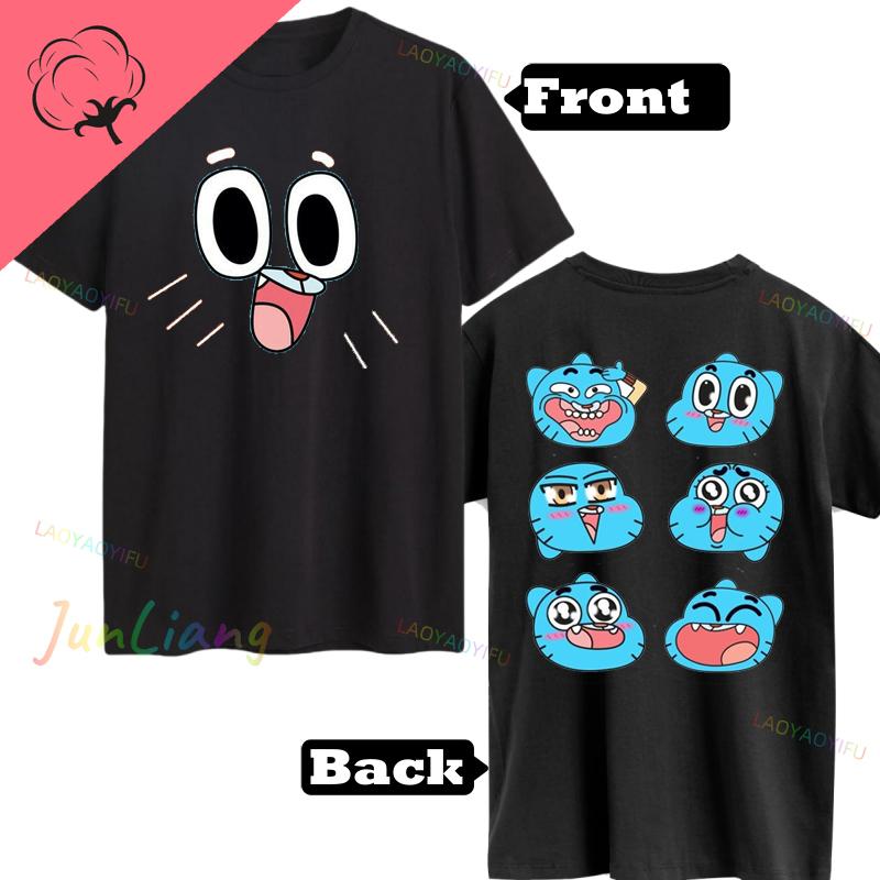 Funny Korean Amazing World Gumball Tshirt 100 Cotton Boys and Girls Y2k Clothes Short Sleeve Tee Mens Clothing