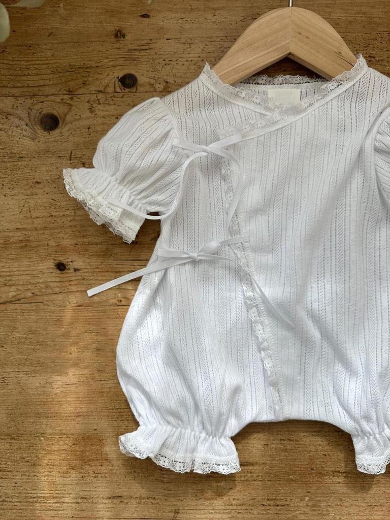 Summer Mesh Lace Romper with Snap Crotch for Girls