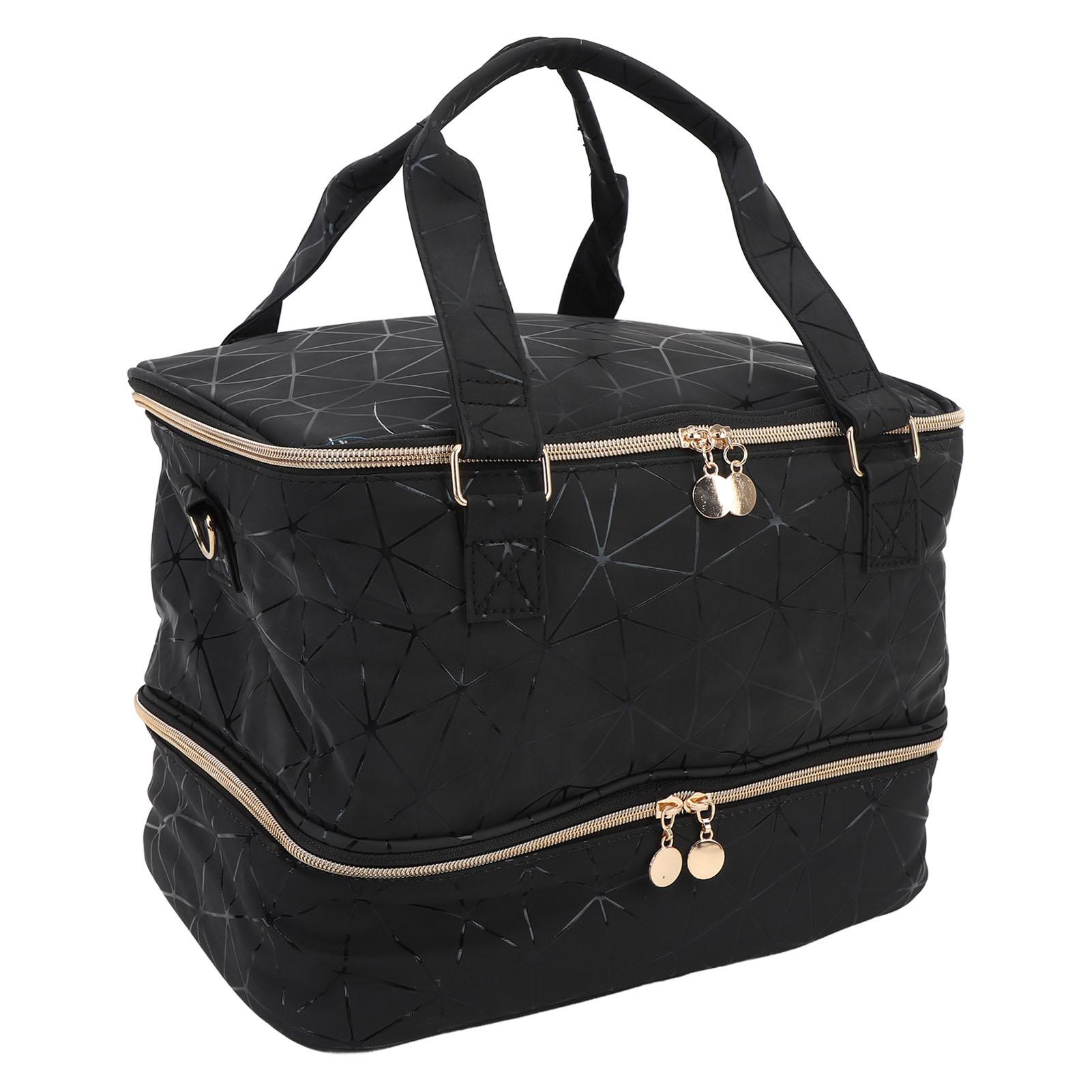 

Двухслойная сумка-органайзер для лаков для ногтей вмещает 40 флаконов, дорожная сумка-кейс из полиуретана для лаков для ногтей с багажным ремнем