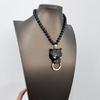 Pearls Necklace Enamel Leopard Head Pendant Clavicle Chain Women's Luxury High End Jewelry for Parties And Event