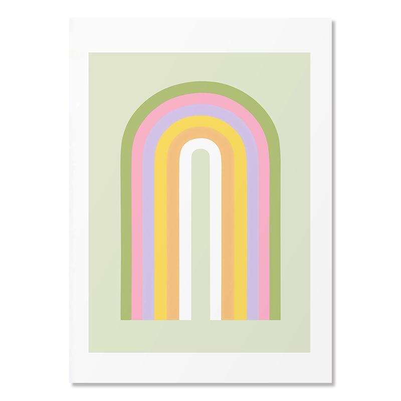 Colorful Danish Pastel Canvas Painting Happy Floral Poster Artwork Smiley Face Flower Rainbow Print Wall Art Nursery Home Decor