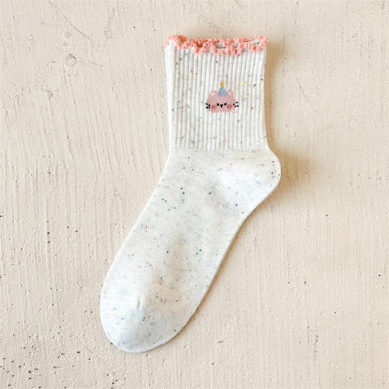 

2 pairsCute Kid Cotton Socks - Summer Lightweight Tights - Trendy Cartoon Lace Short Tights - Summer 2 pairs