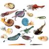 Plastikinės senovinių jūrų gyvūnų žaislų figūrėlės: Nautilus, Baculites, Cephalaspis, Opabinia, Dunkleosteus. Prehistoriniai edukaciniai žaislai