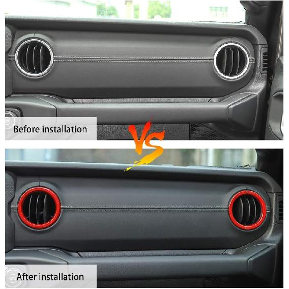 JeCar Kırmızı İç Gösterge Paneli Klima Havalandırma Izgarası Kaplama Kapağı 2018-2023 Jeep Wrangler JL JLU Gladiator JT İç Aksesuarları İçin (4 adet)