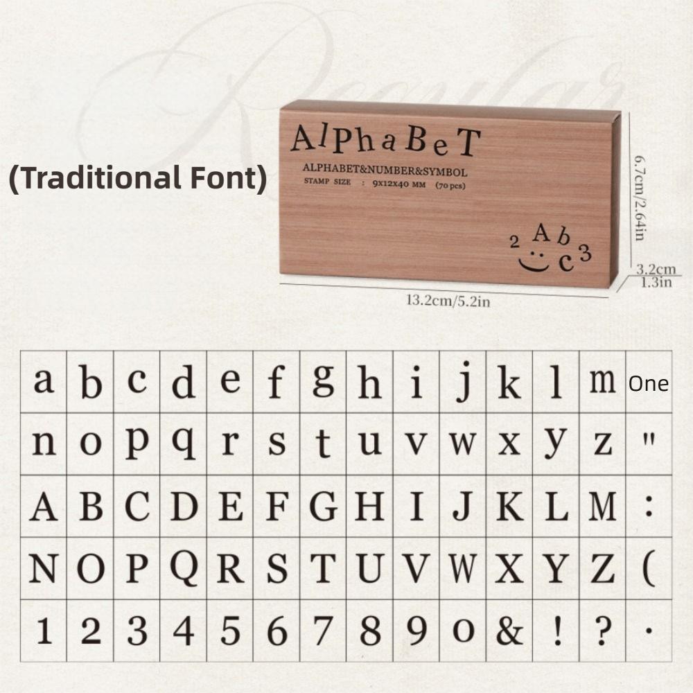 70Pcs Wooden Handle Wooden Rubber Stamp Set Vintage Precise Number Letter Number Stamp Mini Classic Symbol Stamp Set