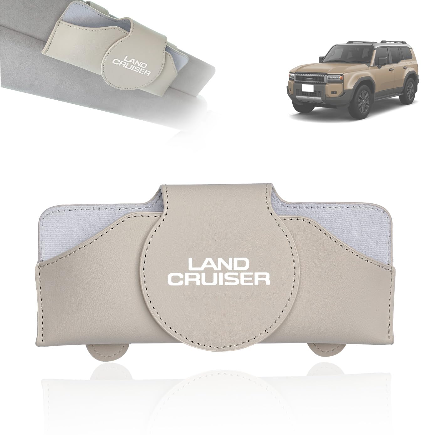 

Land Cruiser Exclusive Logo Car Sunglasses PU Slim Sun Visor Magnetic Glasses Sunglasses Easy Access While Compatible with Makeup Car Accessory