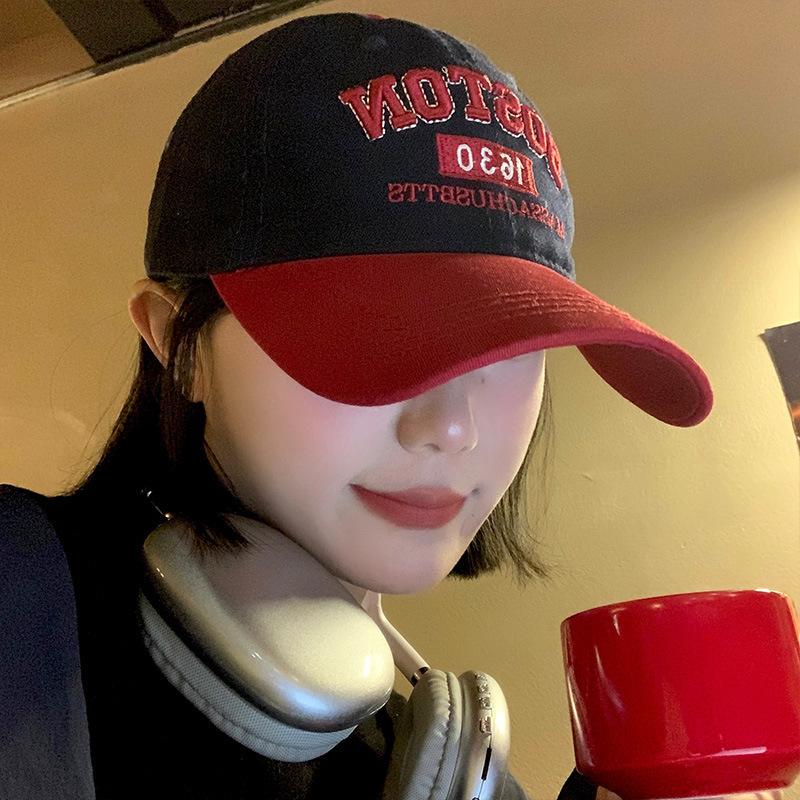 Unisex Distressed Letter Print Baseball Cap,Vintage Color Blocking Dad Hat,Lightweight Adjustable Suitable for Daily Wear,Travel