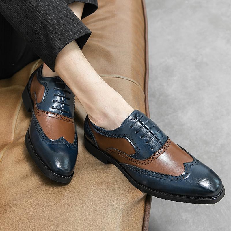 Brogue Men's formal leather shoes Classic Fashion Gentleman Style Outdoor leisure business Party office men's wedding shoes -48