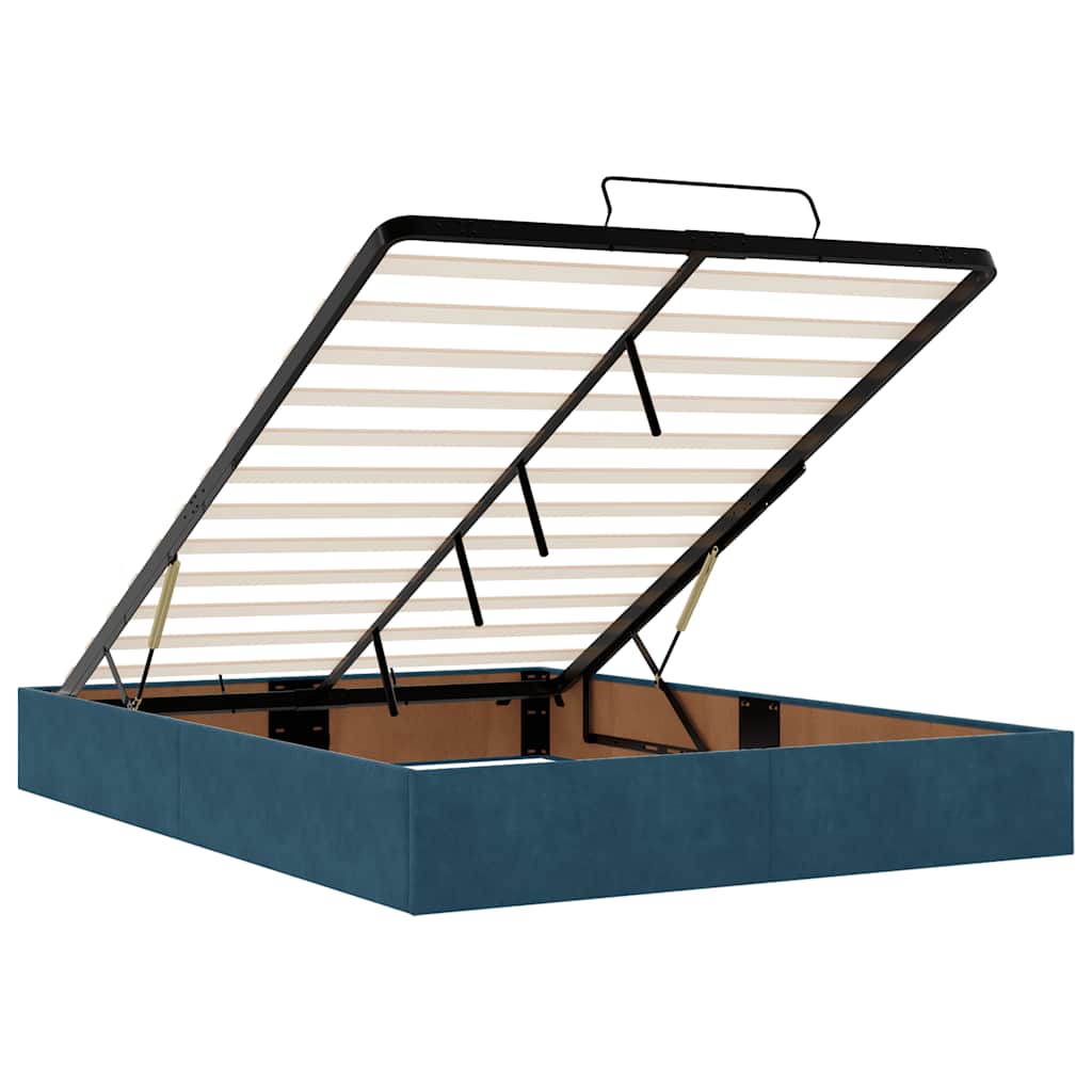 Ottoman Bed with Mattresses & LEDs Dark Blue 140x190 cm Velvet