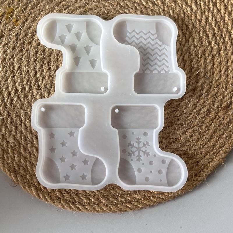 Food Safe Silicone Christmas Stocking Molds Easy Release Design Handmade Holiday Decorations Crafting Supplies