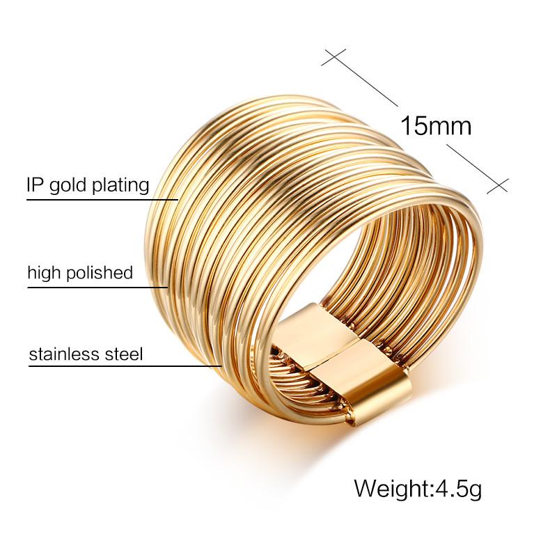 Anelli Statement da Donna per Festa Cocktail Regalo Gioielli, Eleganti Anelli Rotanti Intrecciati in Acciaio Inossidabile Larghi 15MM