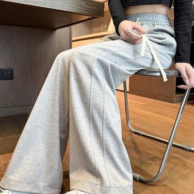 Gray Sweatpants for Women In Spring and Summer New High Waist Draped Straight Wide-leg Pants for Small Casual Loose Sweatpants