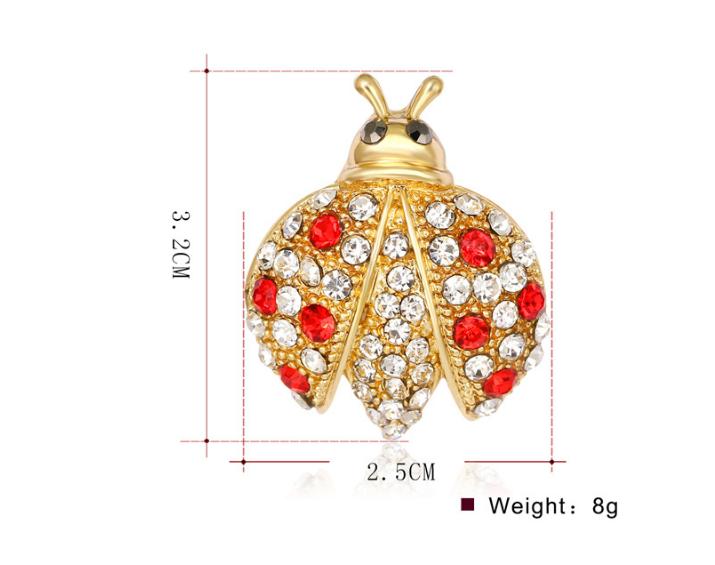 Vintage Fashionable Ladybug Shape Rhinestone Mosaic Breastpin Women Elegant Jewellery Refined Brooches
