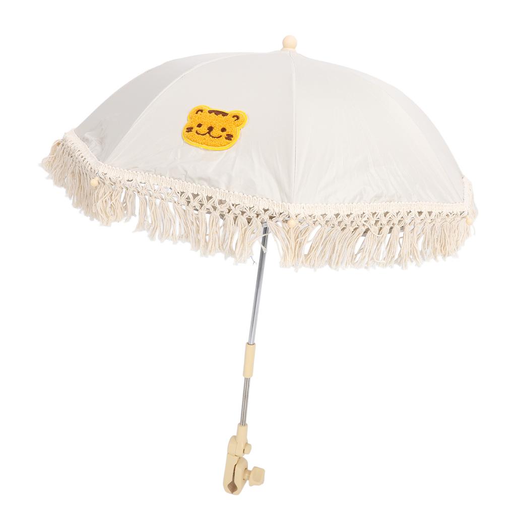 Baby Parasol Flexible Angle Adjustment Bohemian Style Stroller Sun Protection Shade Umbrella with Holder Clip Clamp Tiger