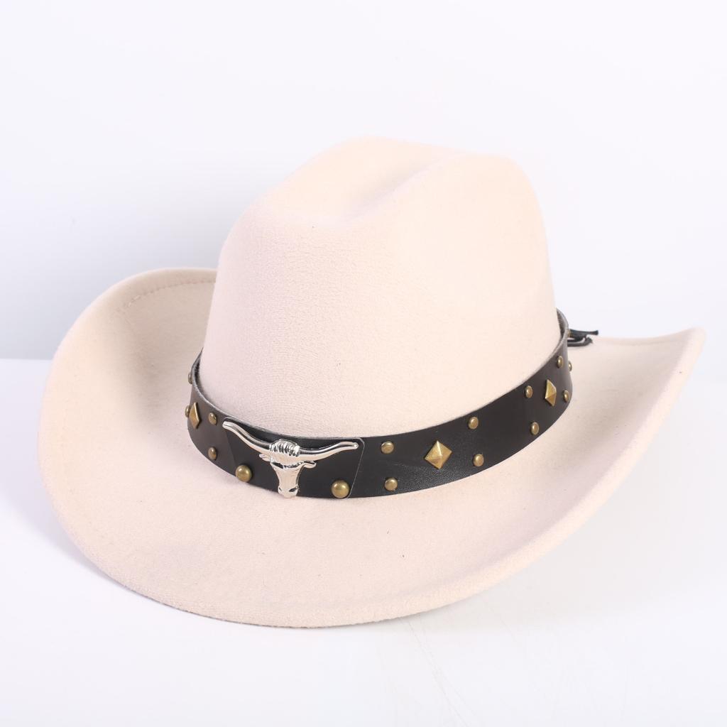 Popular European and American fashion OL style one-word cowboy hat men's and women's high-end top hat jazz hat felt hat