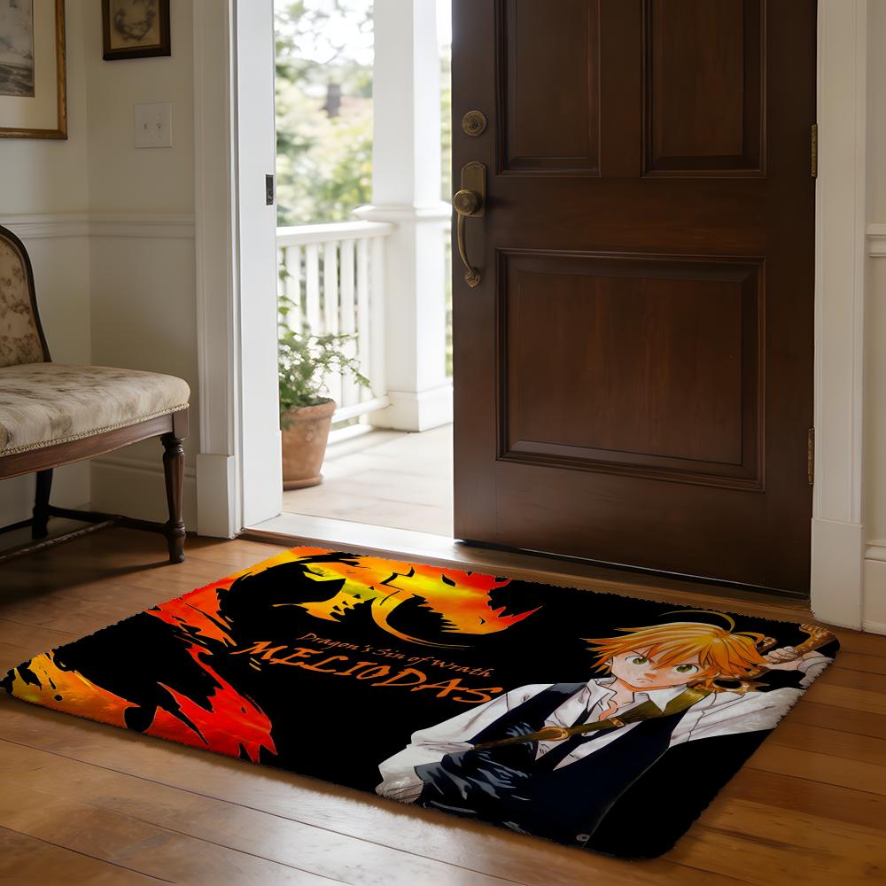 The SSeven DDeadly Sins Anime Floor Mat Soft Flannel Absorbent Mat Non-Slip Rug Home Bedroom Bathroom