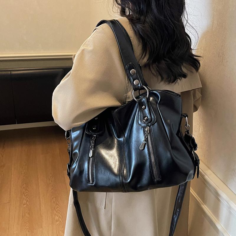 Geantă de mână pentru femei din piele moale, geantă de umăr și crossbody cu buzunare multiple, geantă de mână de zi cu zi la modă cu capacitate mare, stil vintage