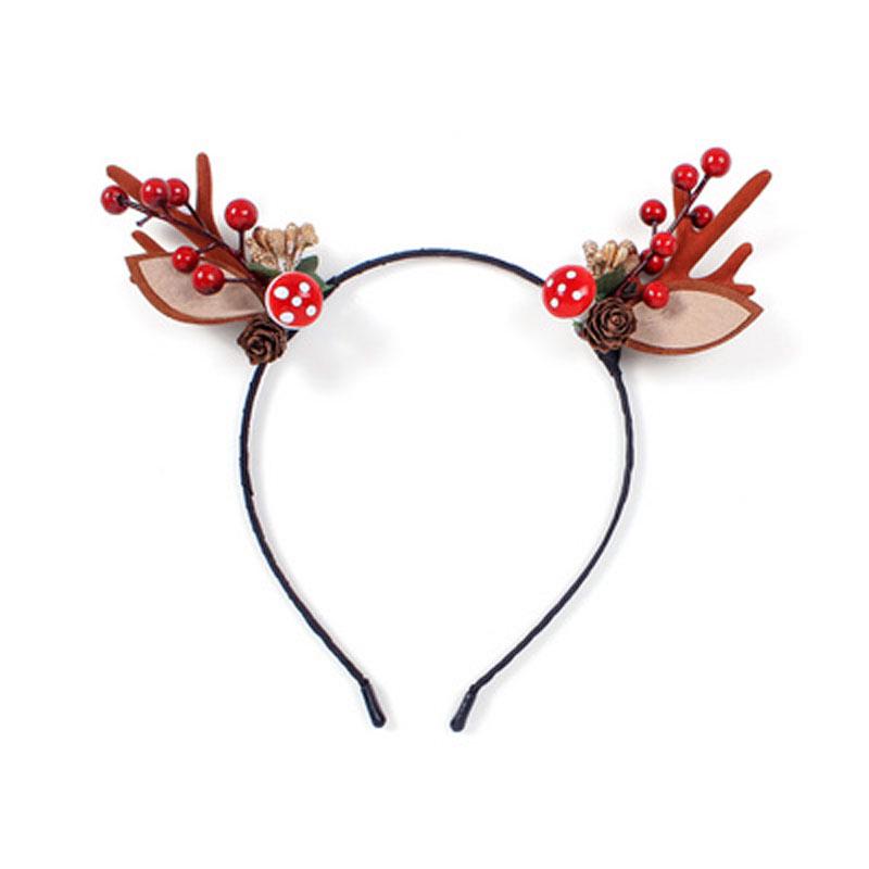 Reindeer Antler Headband with Pom-Pom Hair Clips - Christmas Hair Accessories for Women and Kids