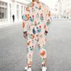 Men Black Base Farm Animal Pumpkin Sunflower Full Print Long Sleeve Sweatshirt Jogger Pants Two Piece Suit