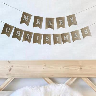 Merry Christmas  Banner Merry Xmas Banner Vintage Christmas Decor Sign for Fireplace Mantel -Banner Party Decoration