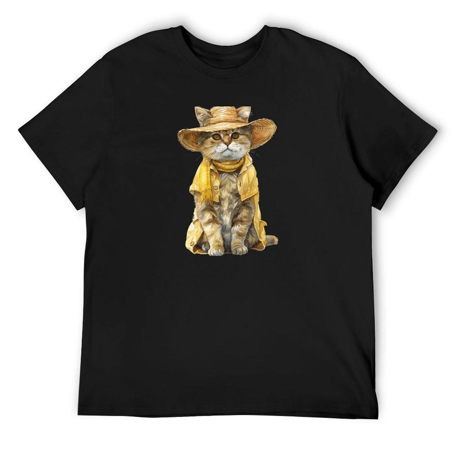 

Charming Kitten in Floral Summer Attire T-Shirt Blouse summer clothes sweat shirts, men 4XL