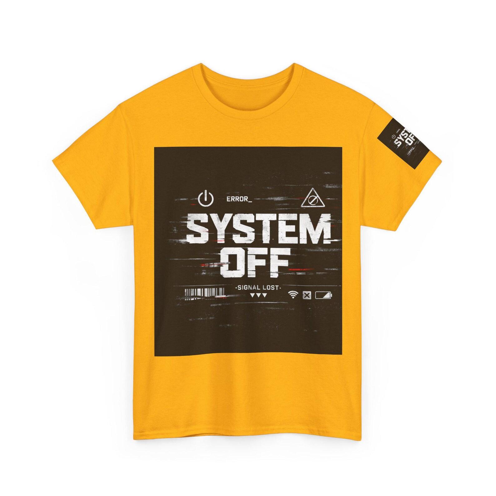 System Off Graphic Tee | Tech Glitch Futuristic Design 2XL