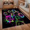 Splash Colorful Area Rug Non-Slip Neon Graffiti Smiley Face Pattern Street Art Decor for Living Room Bedroom Nursery Playroom