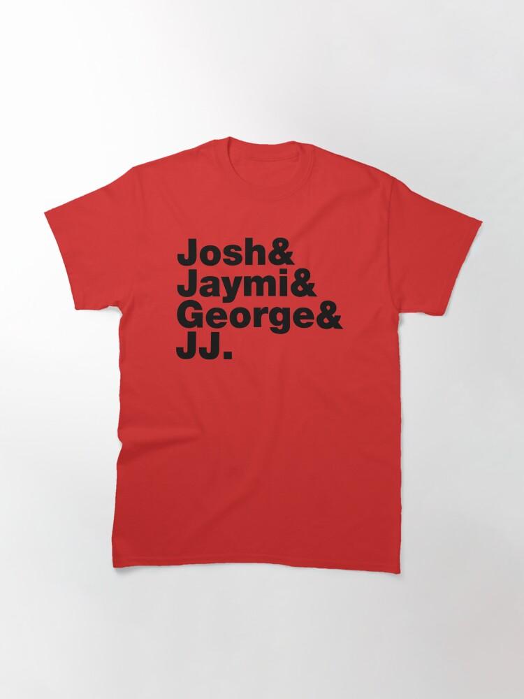Westlife Josh _amp_ Jaymi _amp_ George _amp_ JJ (black Writing) Fitted Classic T-Shirt