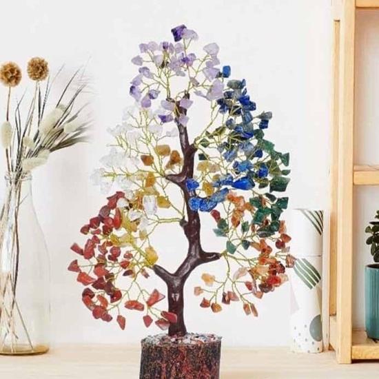 7 Chakra Crystal Tree for Energy Positive Crystals Healing Stones Feng Shui Seven Chakra Tree of Life Home Decorations 300 Beads