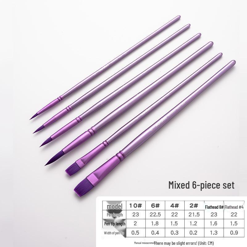 Wheat Nylon Hair Flat Head Brush Set for Digital Oil & Watercolor Painting