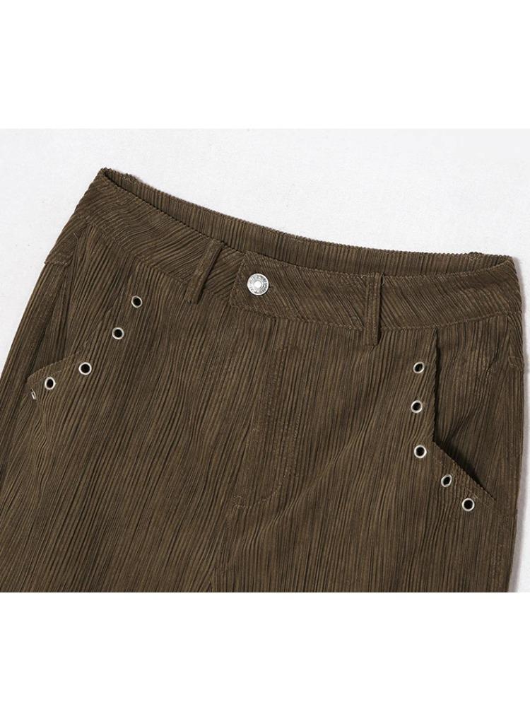 Women American Vintage Baddie Style Lace Up Cargo Pants Grunge High Waist Straight Leg Trousers Harajuku Fashion Y2k Streetwear