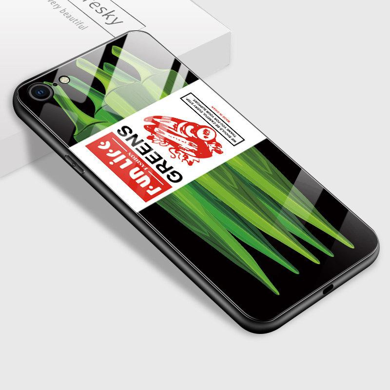 Tempered Glass Phone Case for iPhone Samsung Galaxy Infinix TPU Soft Edge Fashion Popular Food Patterns Shockproof Cover