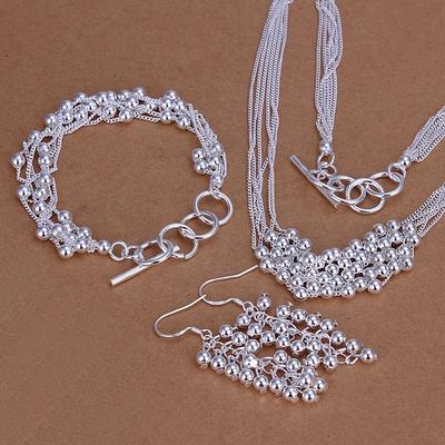 925 Silber für Hochzeit Frauen Weihnachtsgeschenke Retro Charms Dame Perlen Halskette Armbänder Ohrringe Modeschmuck Sets
