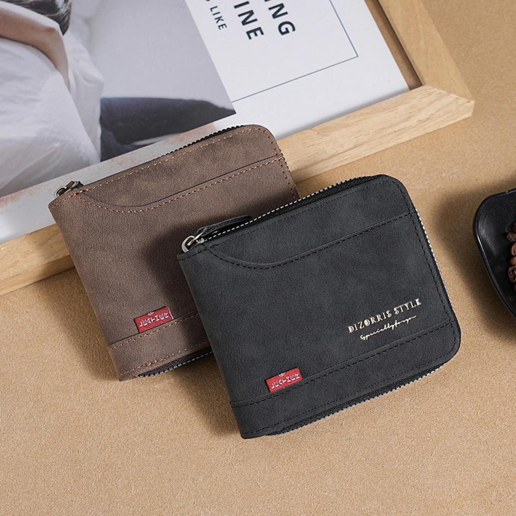 Large Capacity Men Wallets Short Card Bags Zipper Male Coin Purses Classic Vintage Card Holder Men's Wallet