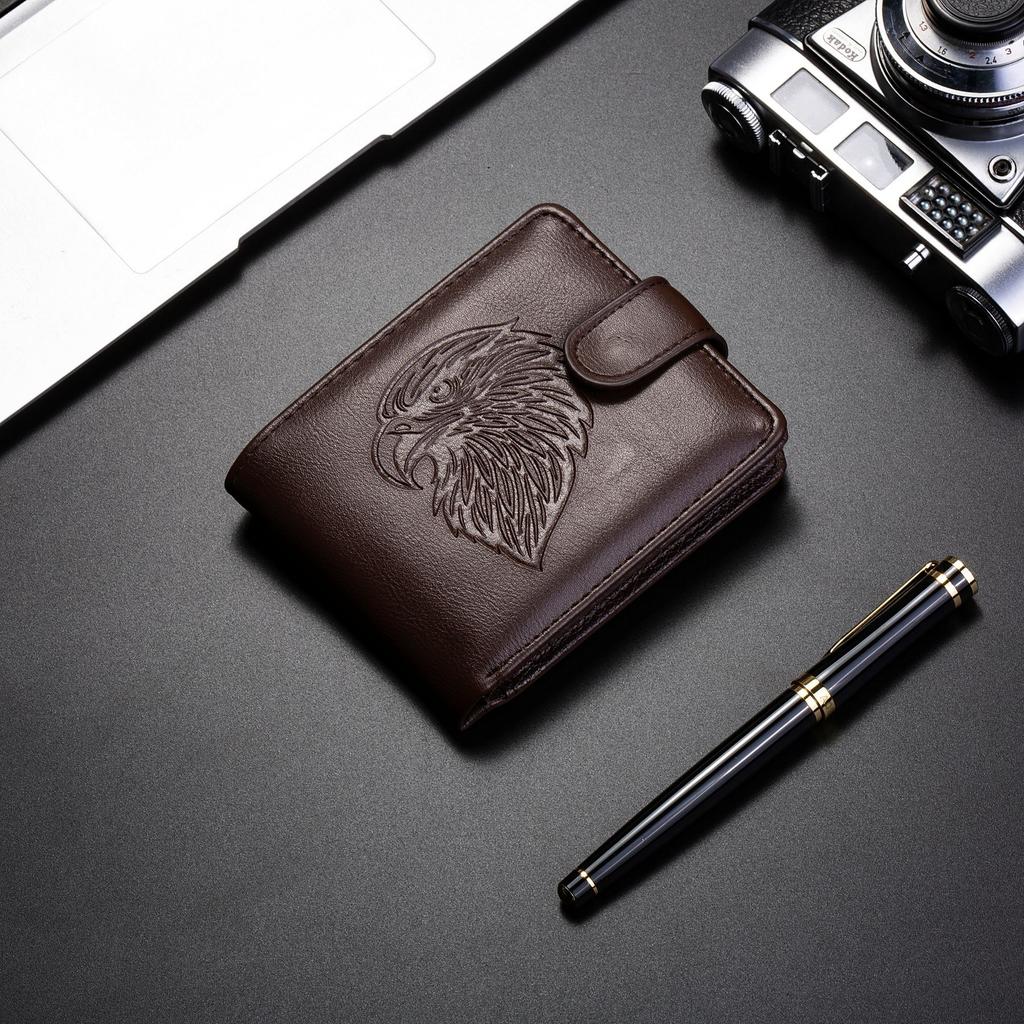 Embossed Eagle PU Leather Retro Wallet for Men, Multi Functional Business, Large Capacity Card Bag, Zero Wallet, Portable
